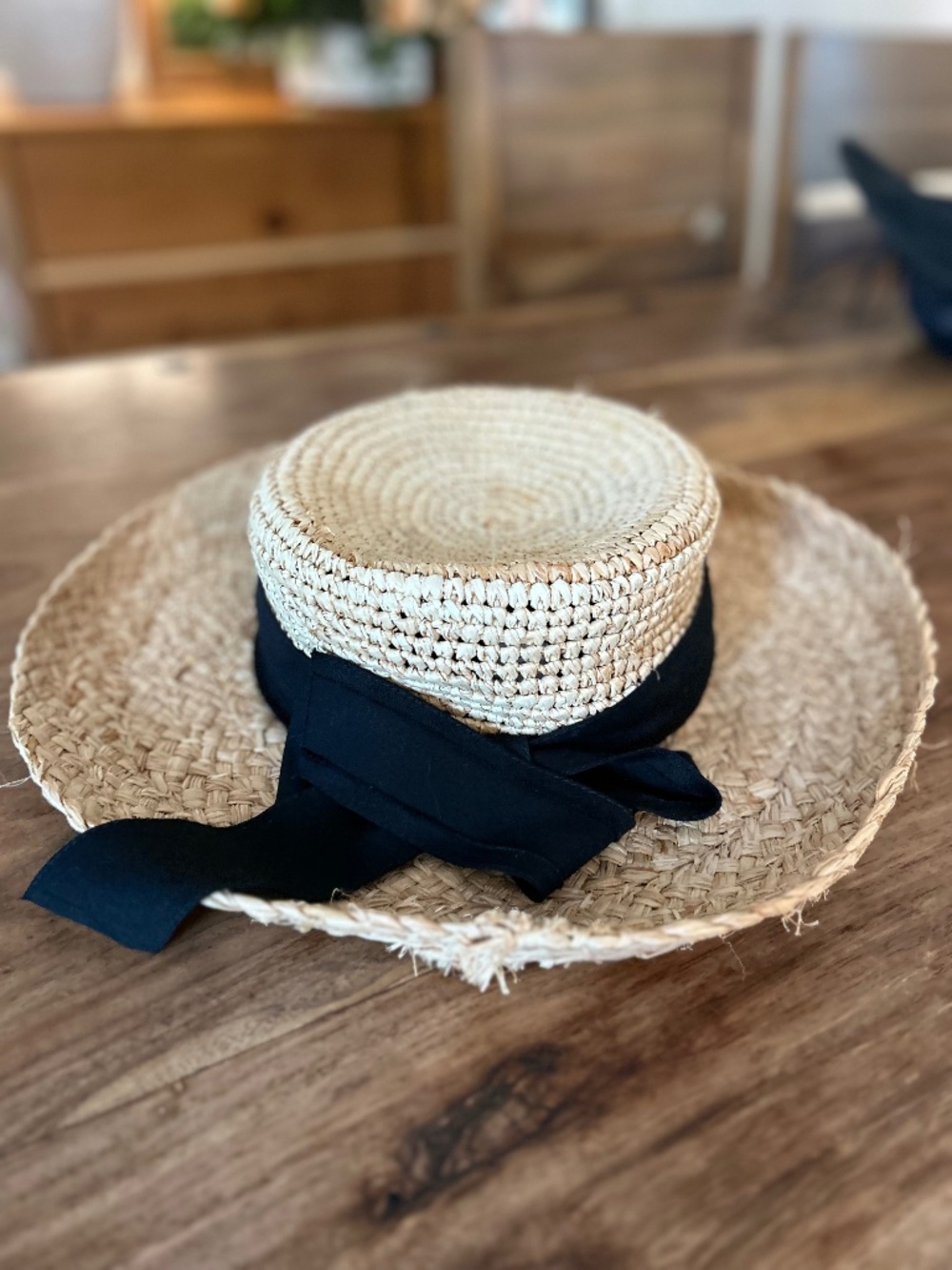 Scala Vintage Woven Hat with Black Bow